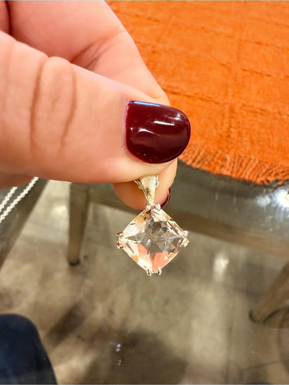 Cubic Zirconia cushion-cut necklace